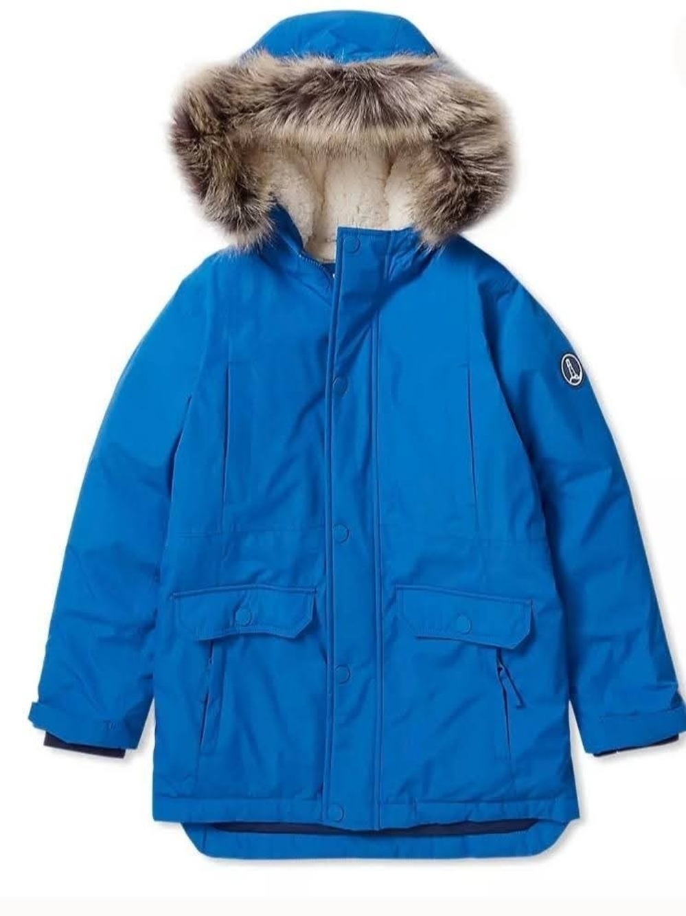 Lands' End Bright Blue Faux-Fur Hooded Puffer Parka